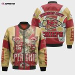 West Division Kansas City Chiefs Champions Pattern Bomber Jacket – Red And Yellow