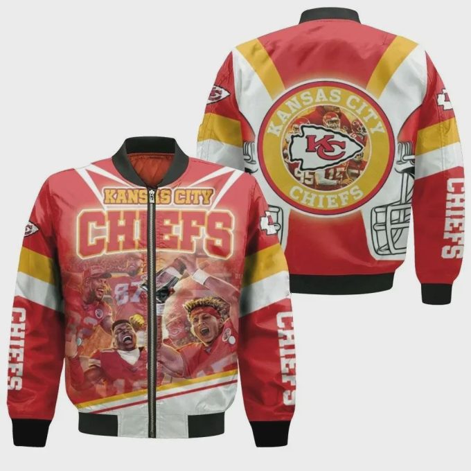 West Division Kansas City Chiefs Pattern Bomber Jacket – Red And Yellow