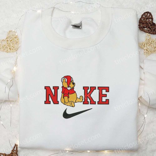 Winnie Pooh Asleep x Nike Christmas Embroidered Sweatshirt: Cartoon Shirt Best Gift Idea