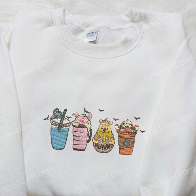 Winnie The Pooh Fall Coffee Embroidered Sweatshirt – Disney Characters Shirt Perfect Halloween Gift