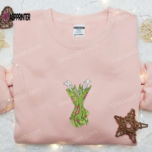 Zombie Holding Hands Embroidered Sweatshirt – Valentine’s Day Hoodie Best Halloween Gift Ideas